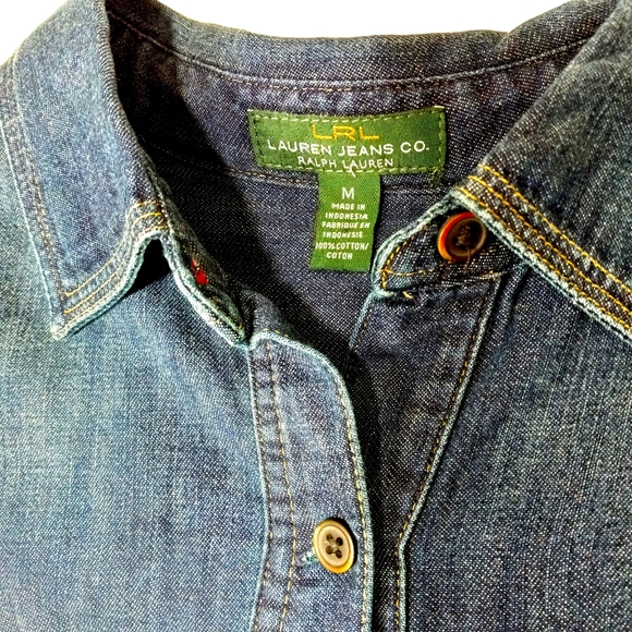 Ralph Lauren Lauren Tie Waist Sash Belt Longsleeve Denim Shirt Dress In Blue - Picture 8 of 10